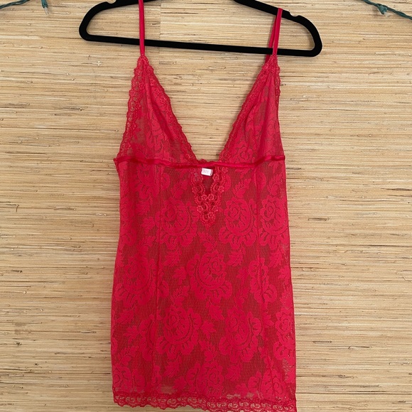 Victoria’s Secret Red Lingerie Lace Slip Cami, Medium - Picture 5 of 6